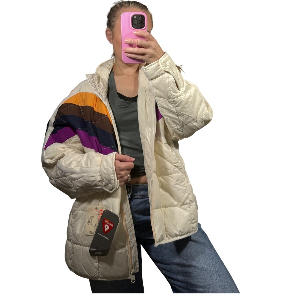 NEW FP Movement Hatch Ivory Combo Puffer Jacket Packable Quilted $248 - Picture 2 of 9